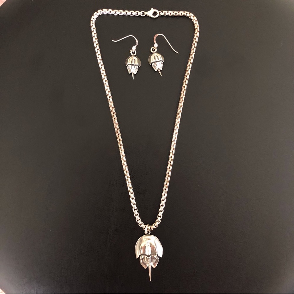 Sterling Silver jewelry set necklace and matching earrings